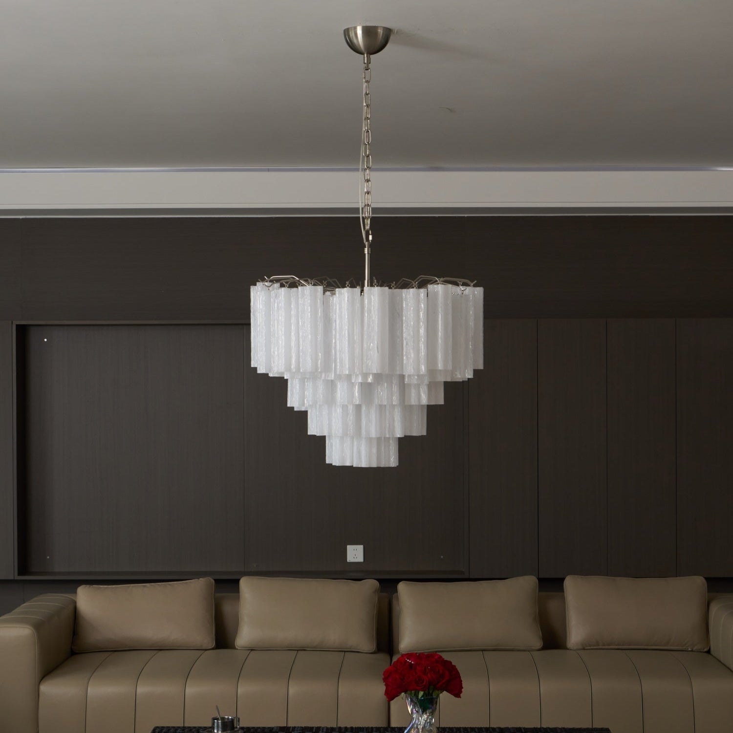 Aurora Chandelier Frosted Murano Glass Tiered Cascade - Blowlighting