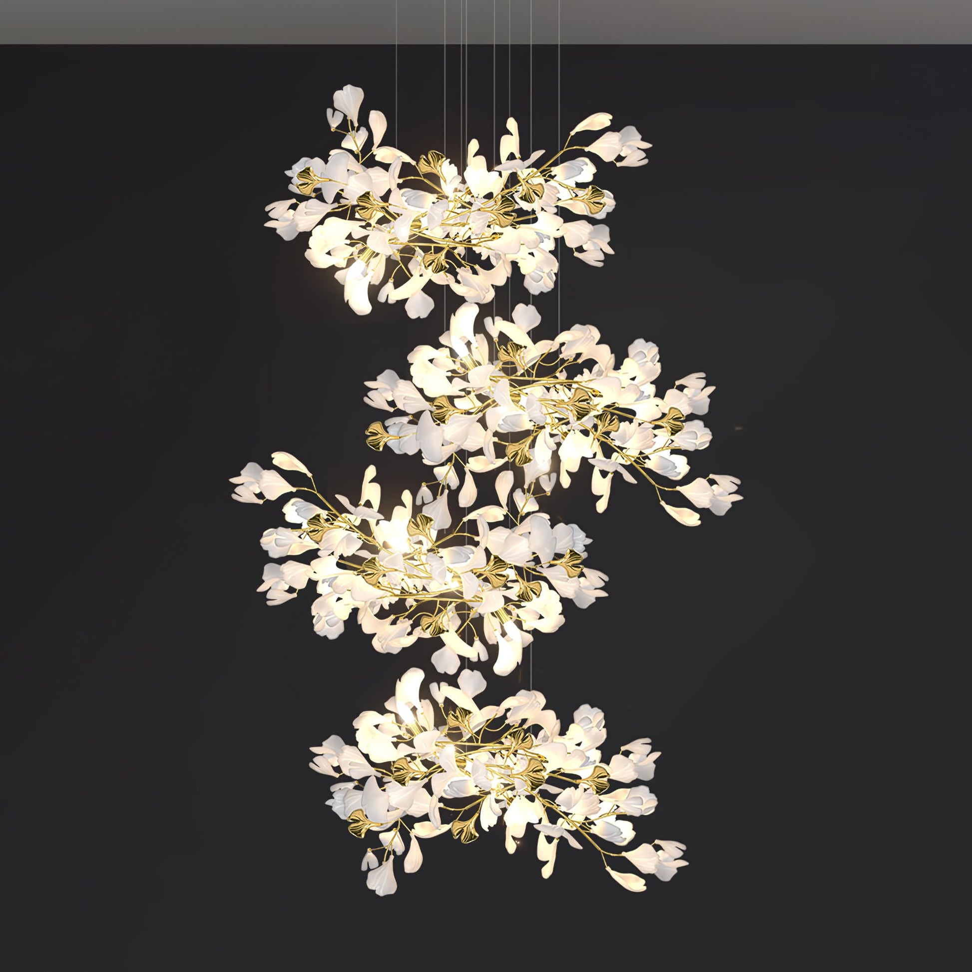 Eurzoris Gingko Metal Leaf Chandelier - Blowlighting