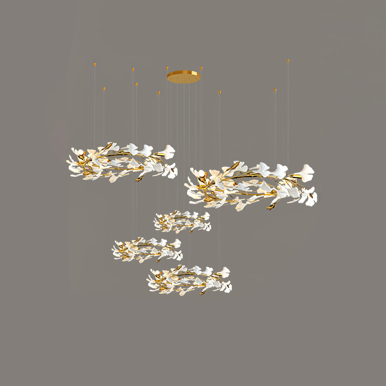 Eurzoris Gingko Metal Leaf Chandelier - Blowlighting