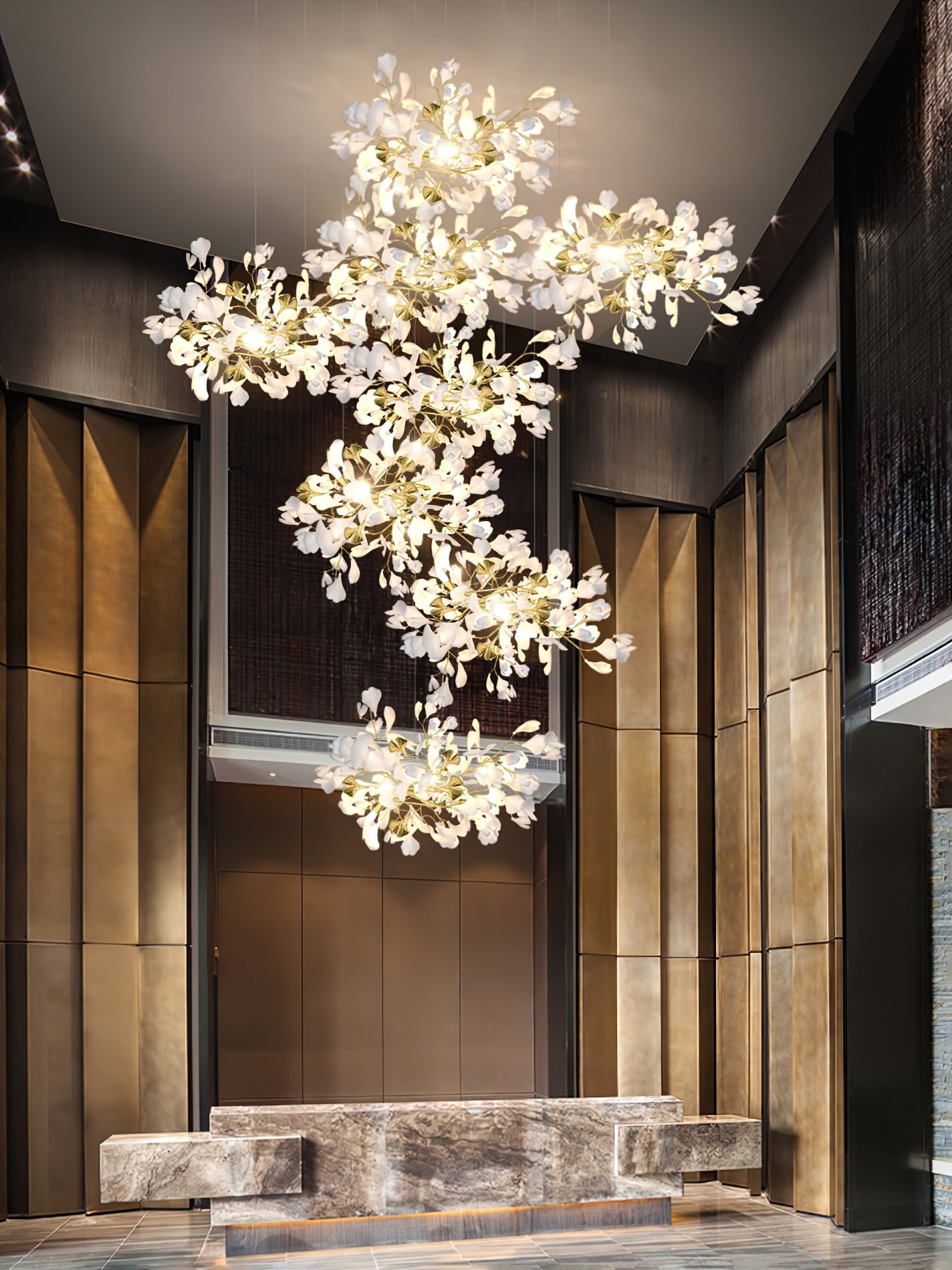Eurzoris Gingko Metal Leaf Chandelier - Blowlighting