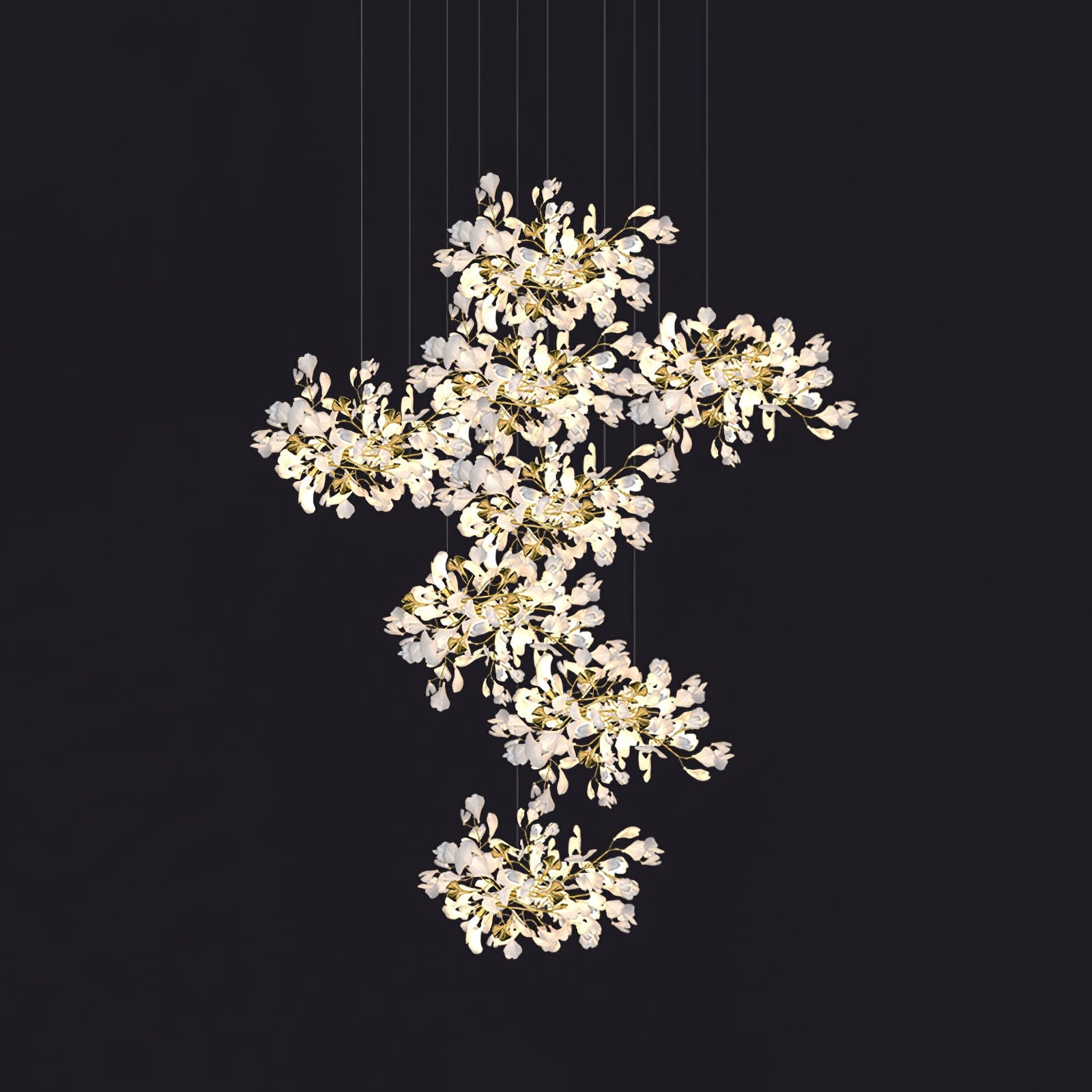 Eurzoris Gingko Metal Leaf Chandelier - Blowlighting