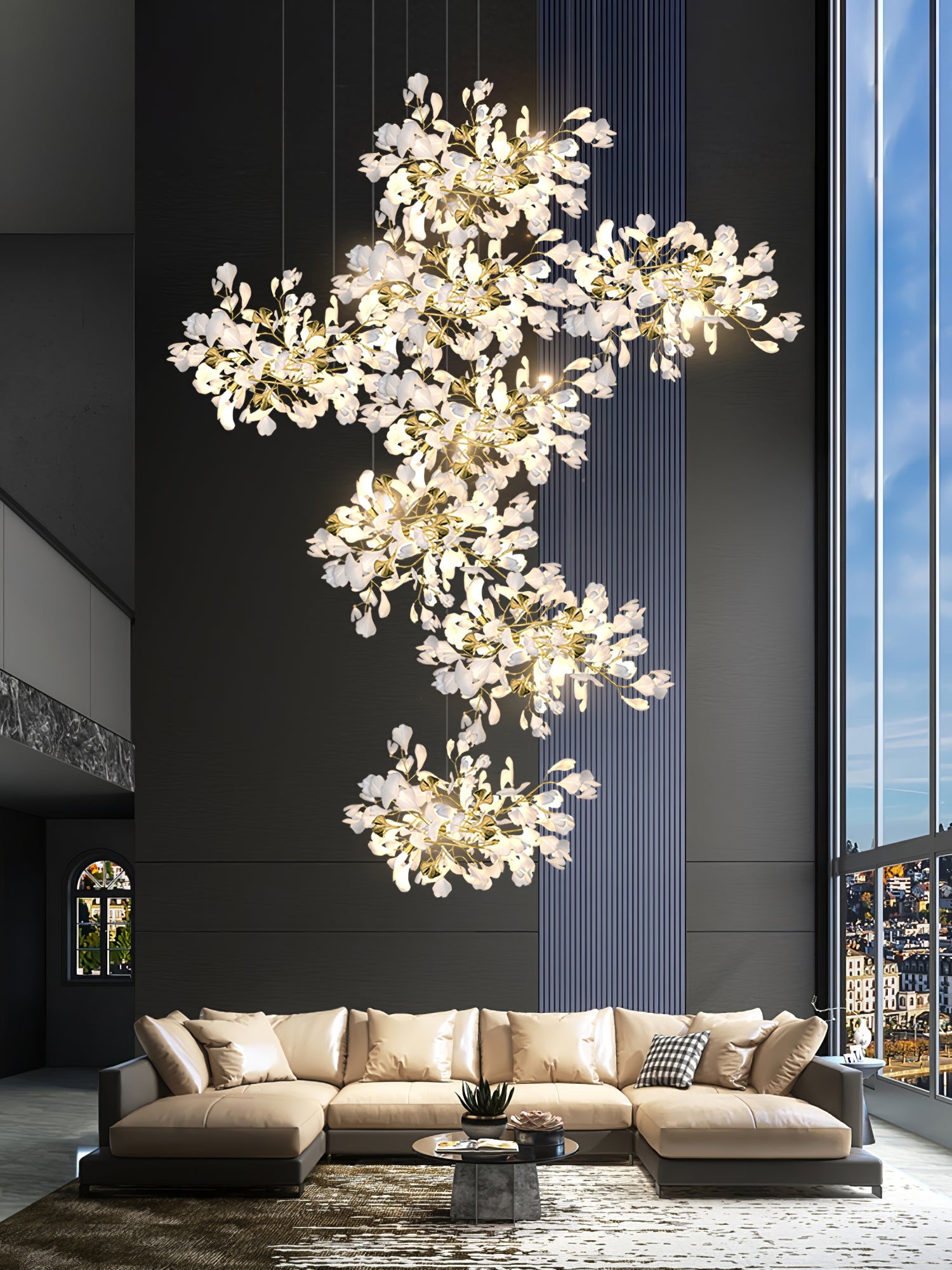 Eurzoris Gingko Metal Leaf Chandelier - Blowlighting