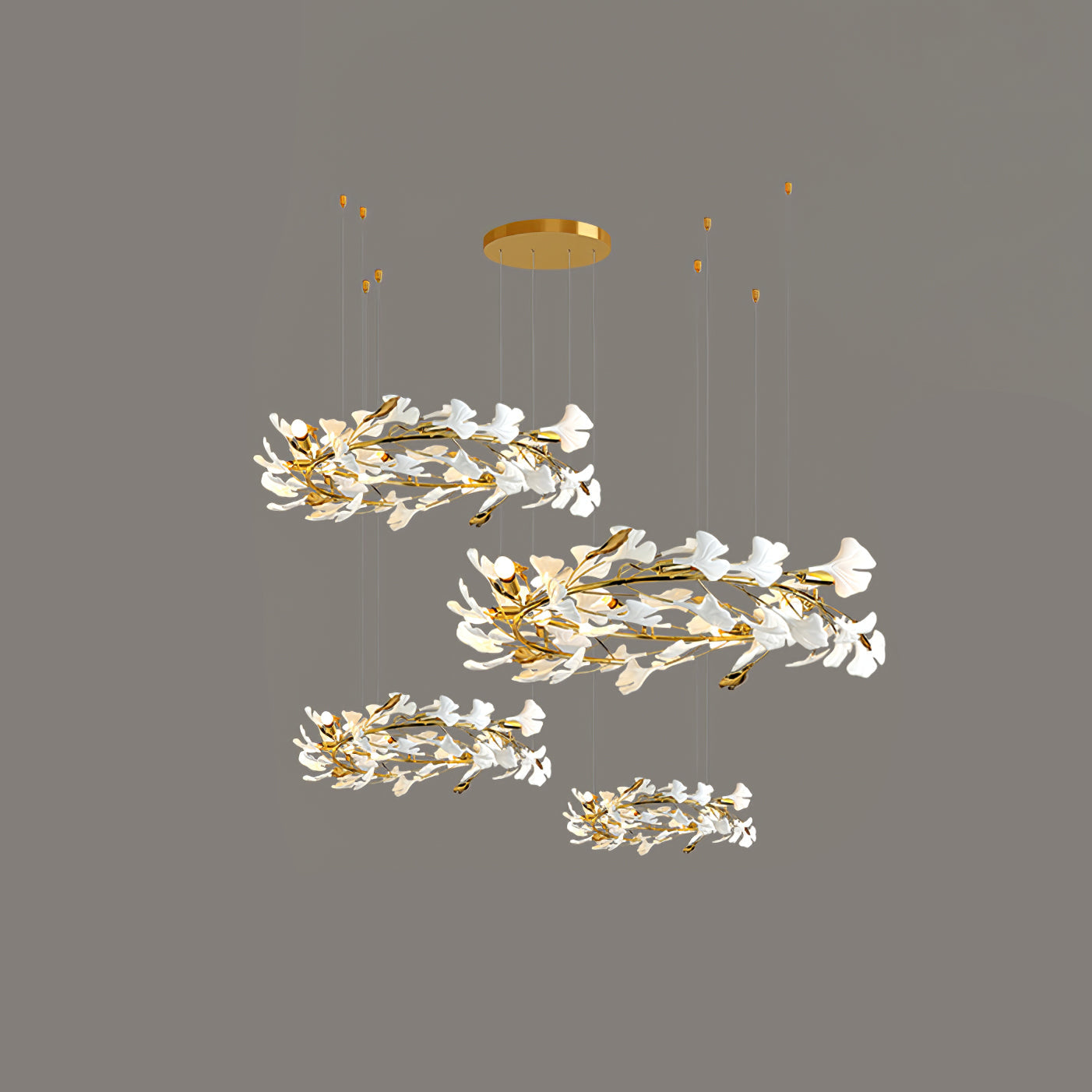 Eurzoris Gingko Metal Leaf Chandelier - Blowlighting