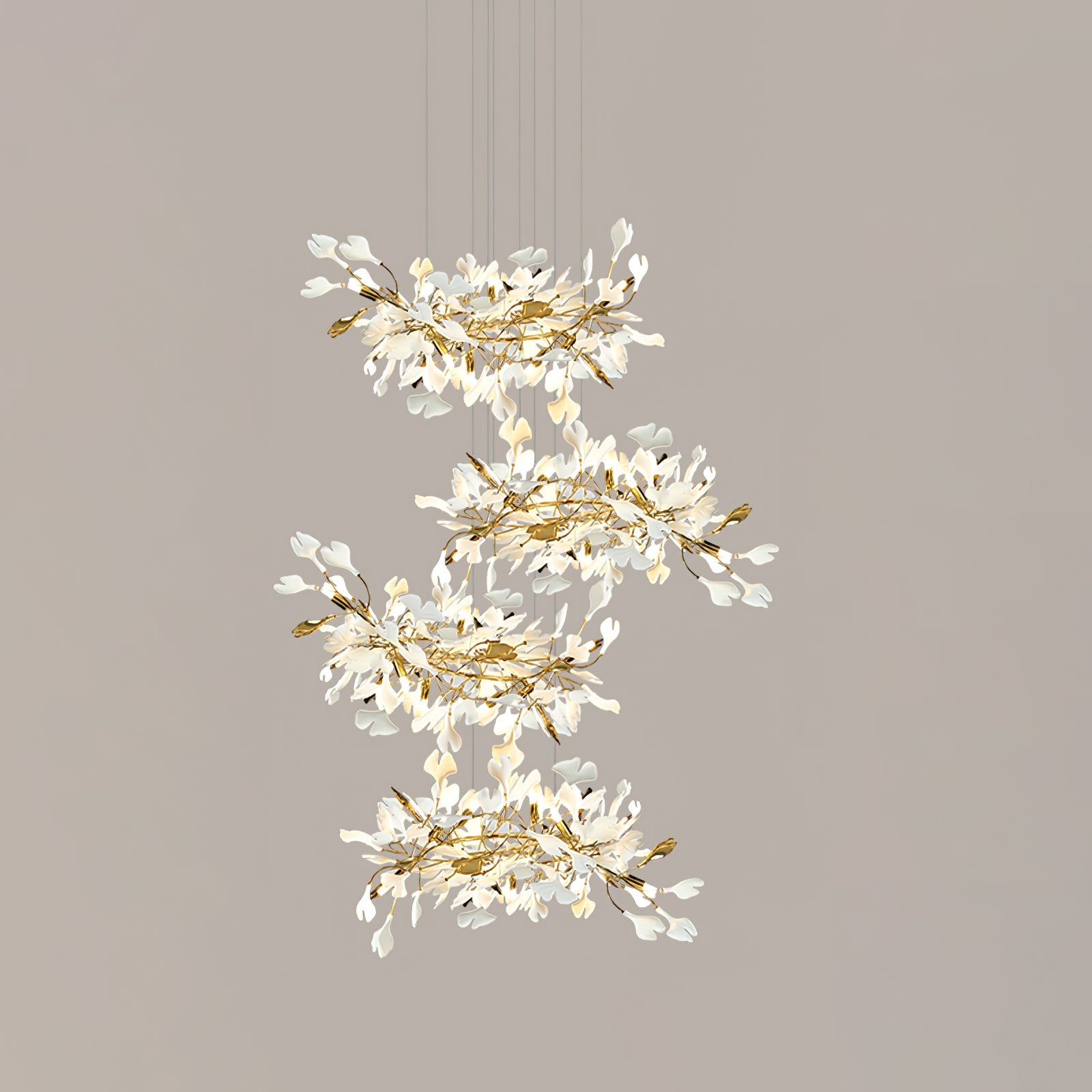 Eurzoris Gingko Metal Leaf Chandelier - Blowlighting