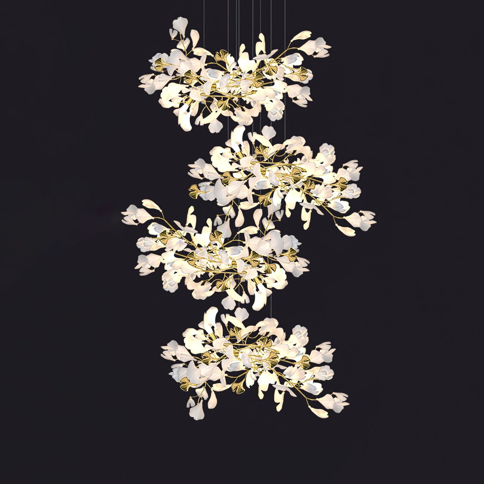 Eurzoris Gingko Metal Leaf Chandelier - Blowlighting