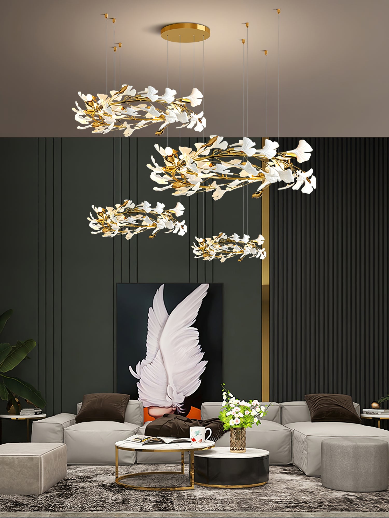 Eurzoris Gingko Metal Leaf Chandelier - Blowlighting