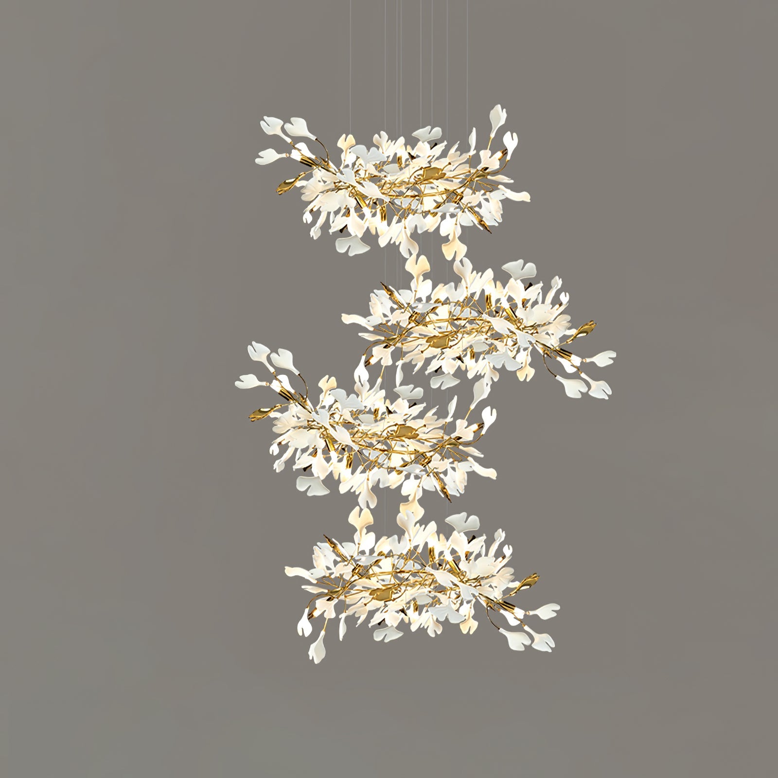 Eurzoris Gingko Metal Leaf Chandelier - Blowlighting