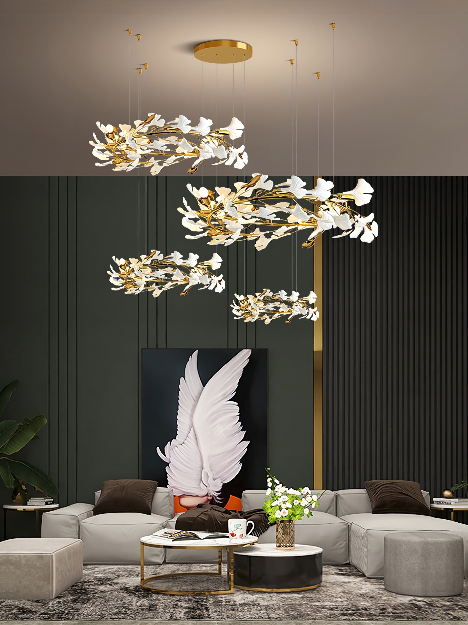 Eurzoris Gingko Metal Leaf Chandelier - Blowlighting