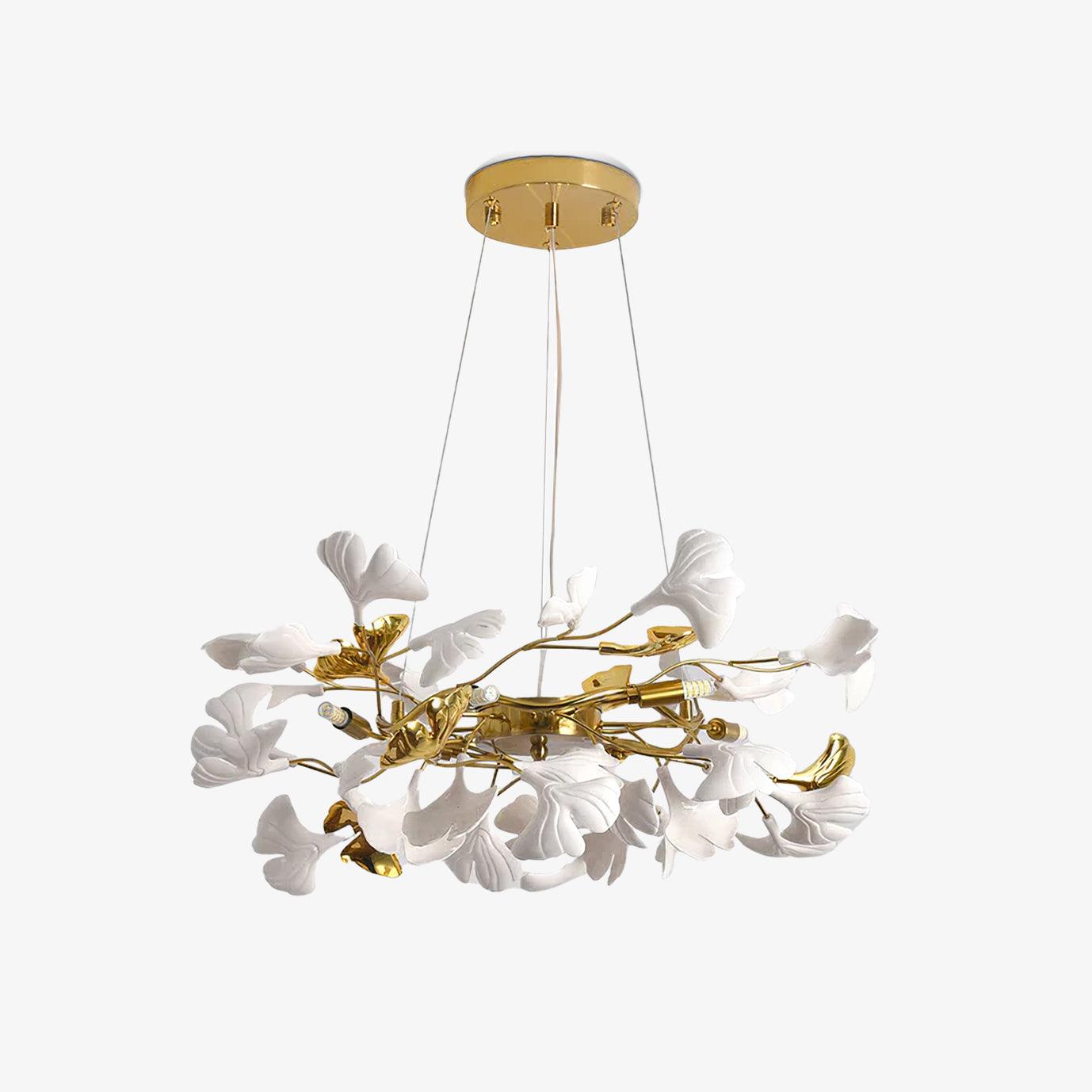 Aurora Chandelier Ginkgo Leaf Ceramic Sculptural - Blowlighting