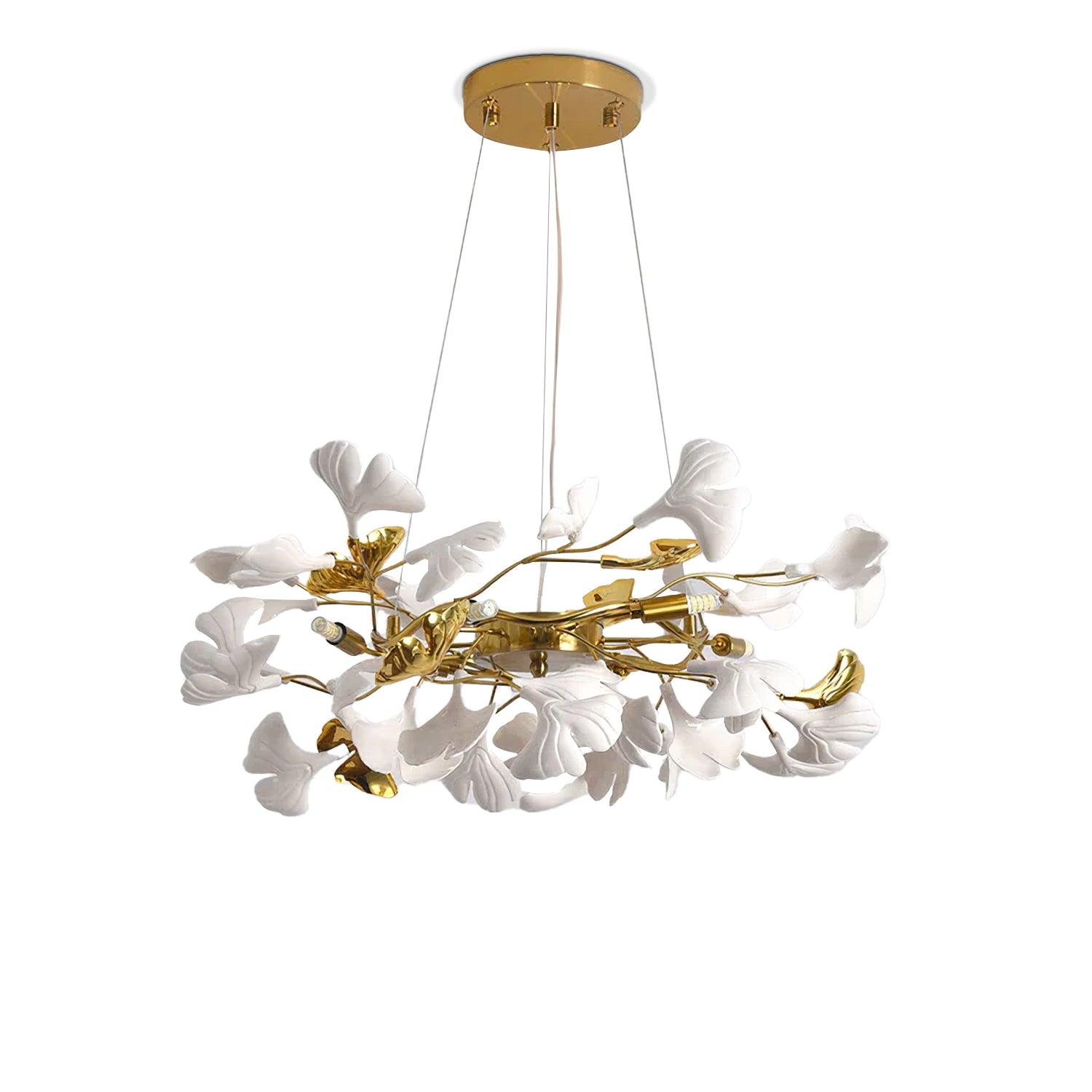Aurora Chandelier Ginkgo Leaf Ceramic Sculptural - Blowlighting