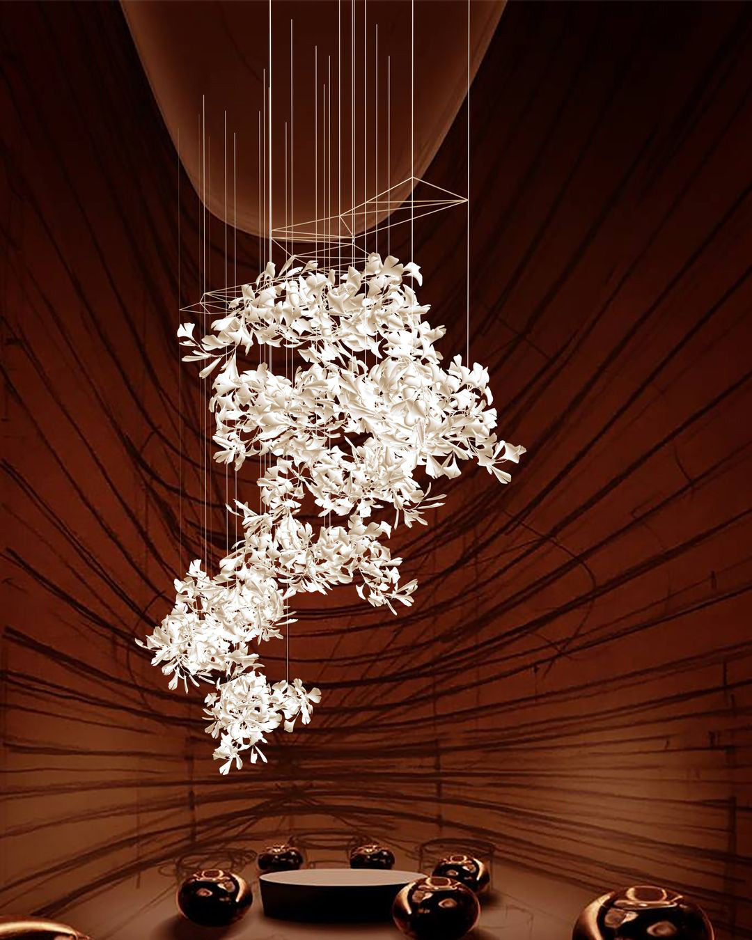 Eurzoris Gingko Metal Leaf Chandelier - Blowlighting