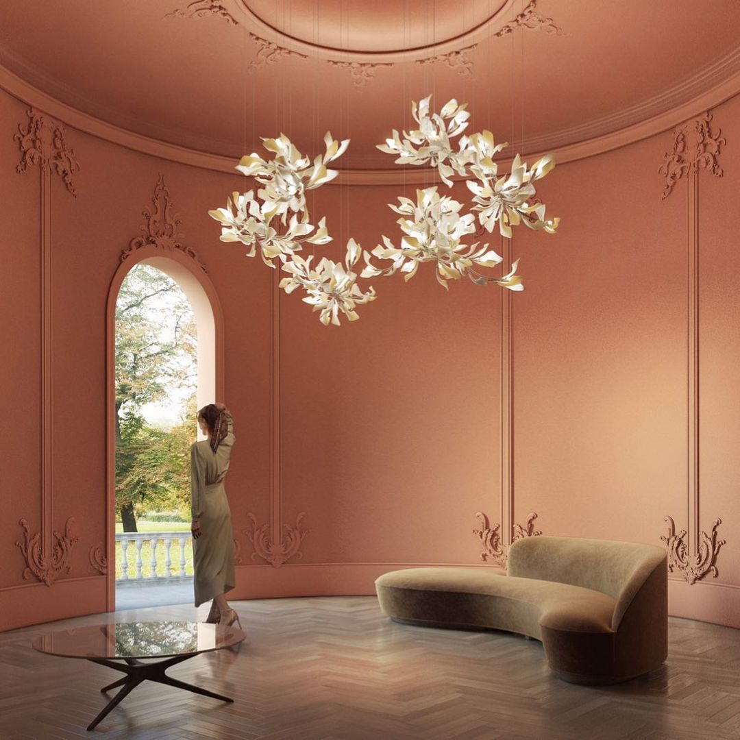 Eurzoris Gingko Metal Leaf Chandelier - Blowlighting