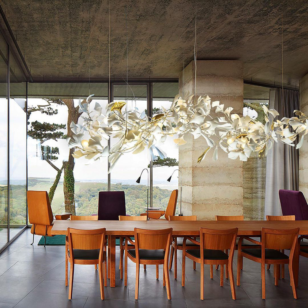 Eurzoris Gingko Metal Leaf Chandelier - Blowlighting