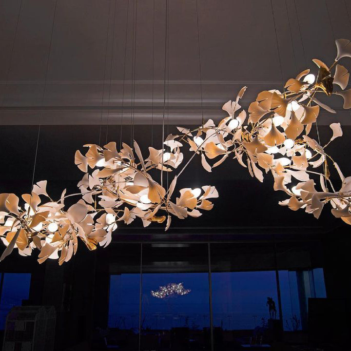 Eurzoris Gingko Metal Leaf Chandelier - Blowlighting