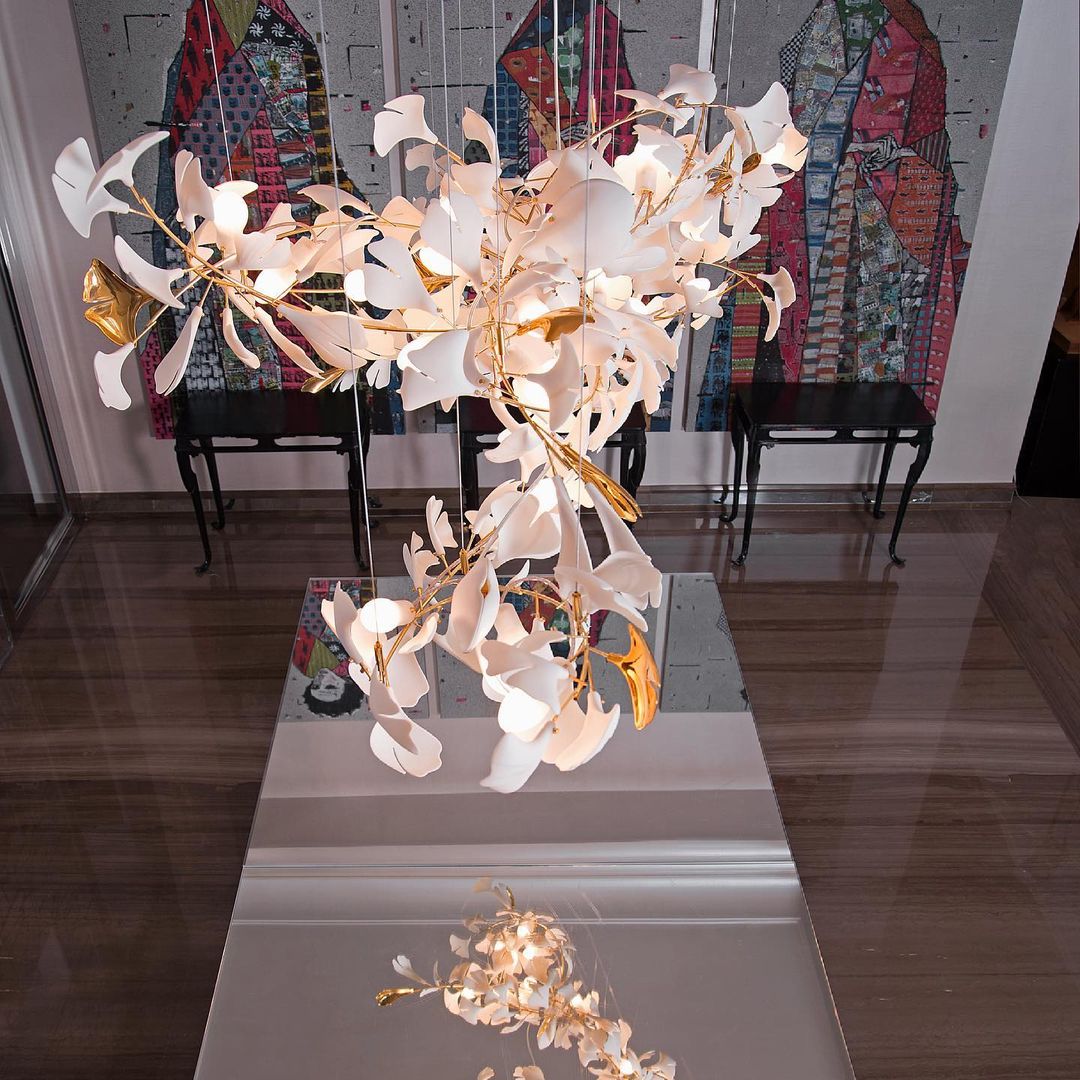 Eurzoris Gingko Metal Leaf Chandelier - Blowlighting