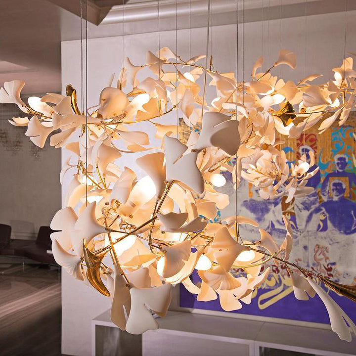 Eurzoris Gingko Metal Leaf Chandelier - Blowlighting