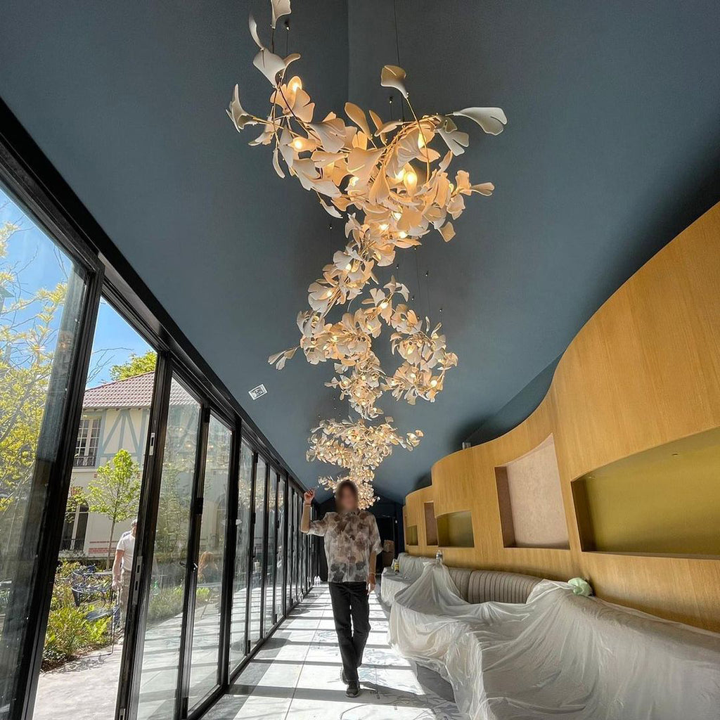 Eurzoris Gingko Metal Leaf Chandelier - Blowlighting
