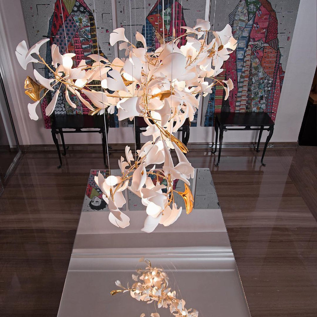 Eurzoris Gingko Metal Leaf Chandelier - Blowlighting