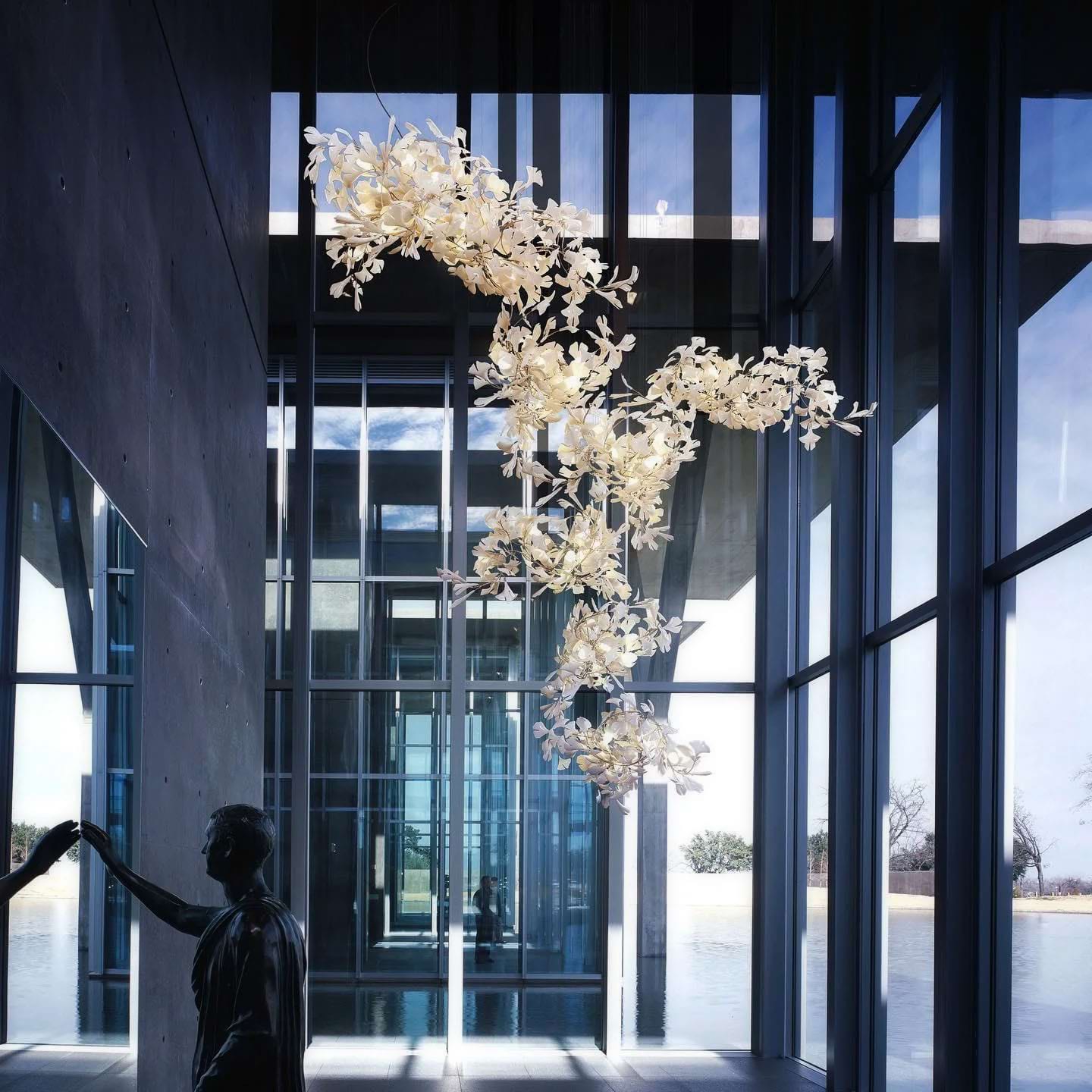 Eurzoris Gingko Metal Leaf Chandelier - Blowlighting