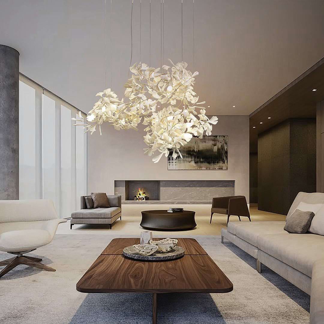 Eurzoris Gingko Metal Leaf Chandelier - Blowlighting