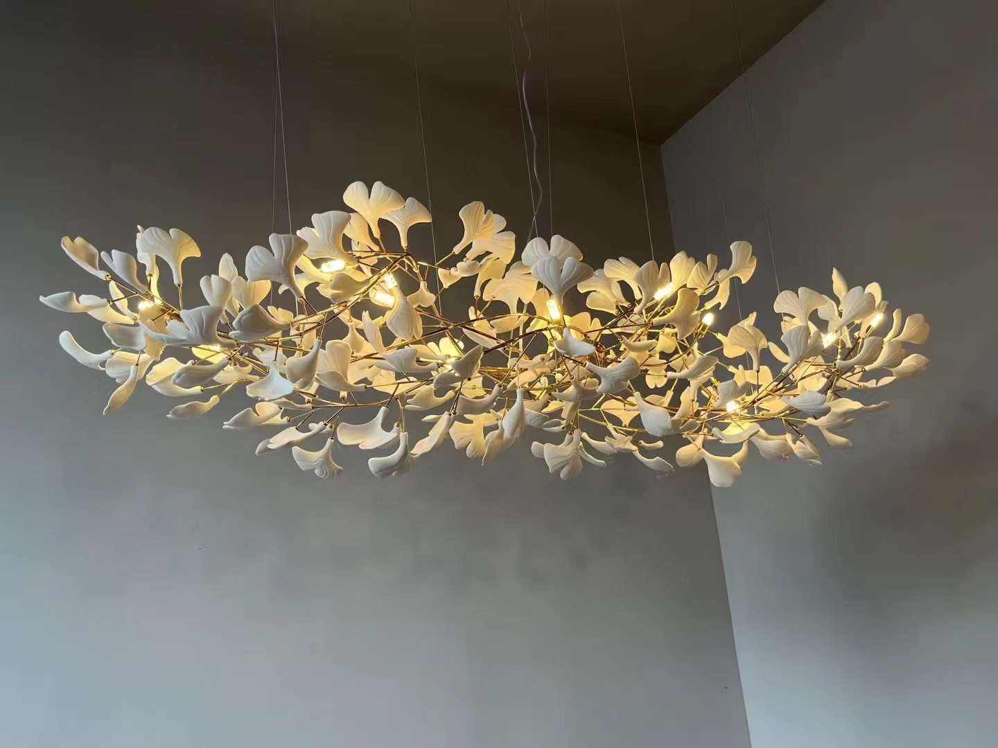 Eurzoris Gingko Metal Leaf Chandelier - Blowlighting