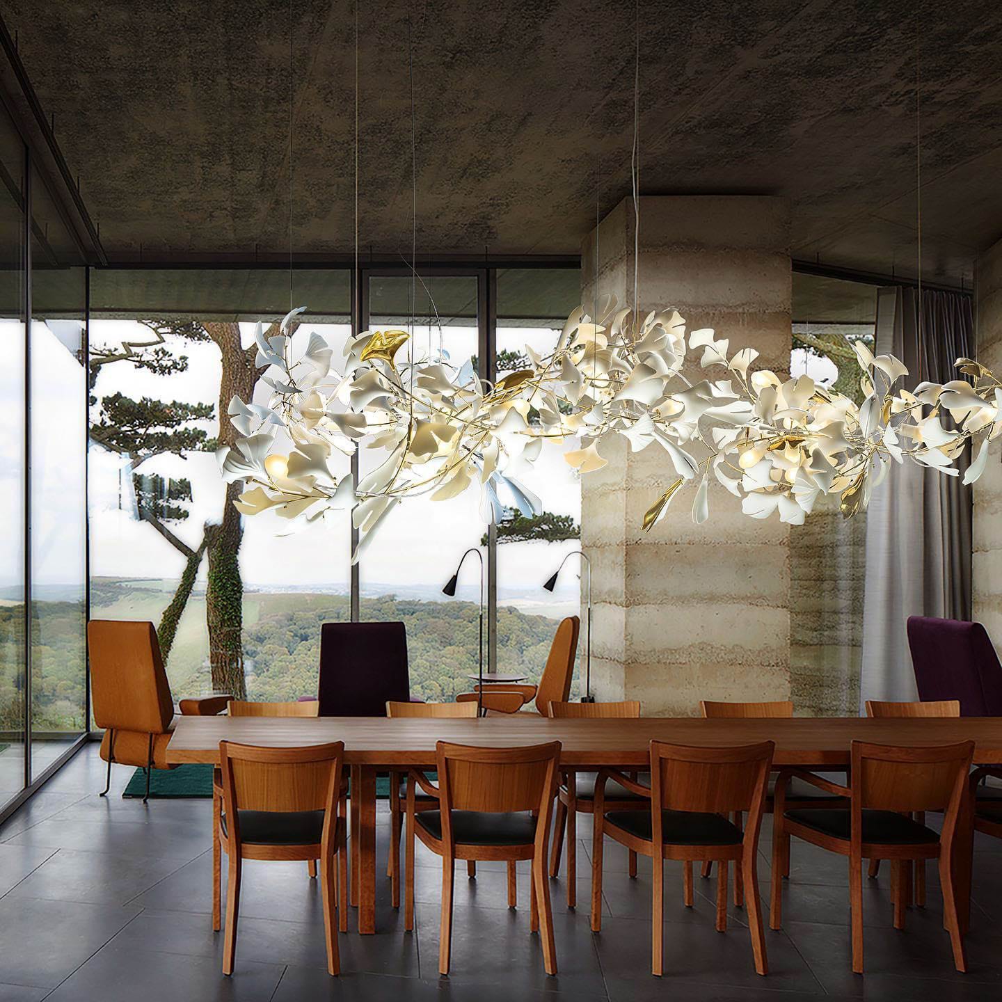 Eurzoris Gingko Metal Leaf Chandelier - Blowlighting