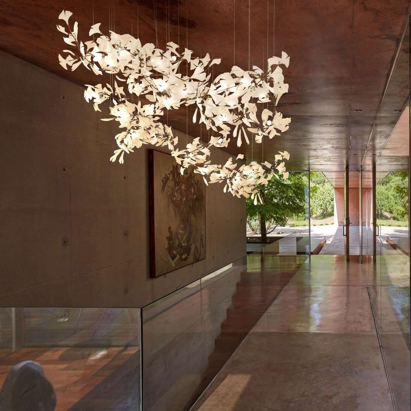 Eurzoris Gingko Metal Leaf Chandelier - Blowlighting
