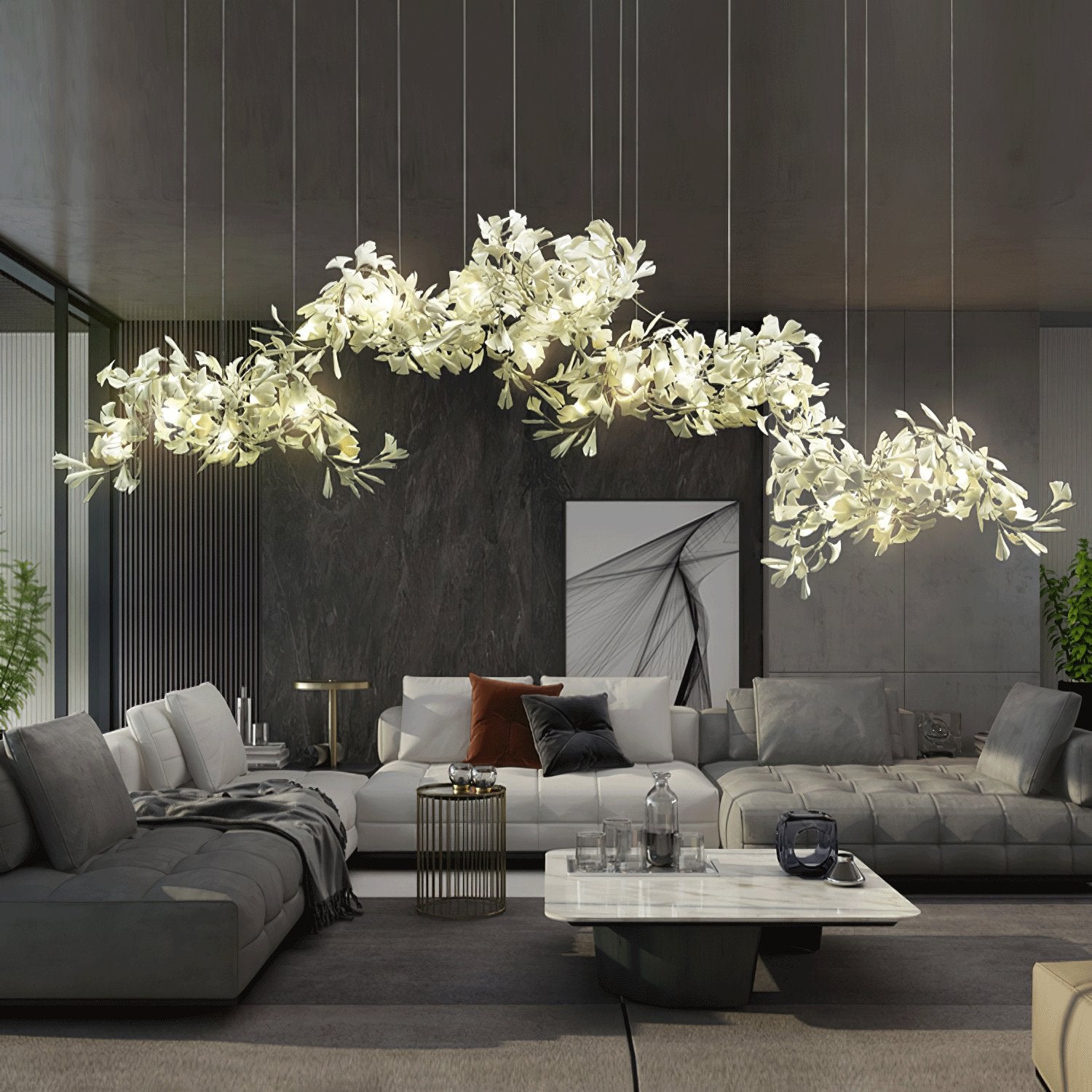 Gingko Chandelier C - Blowlighting