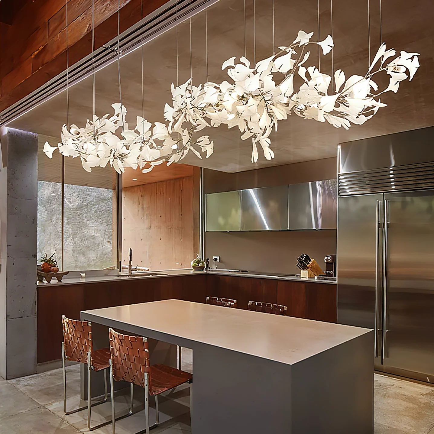 Eurzoris Gingko Metal Leaf Chandelier - Blowlighting