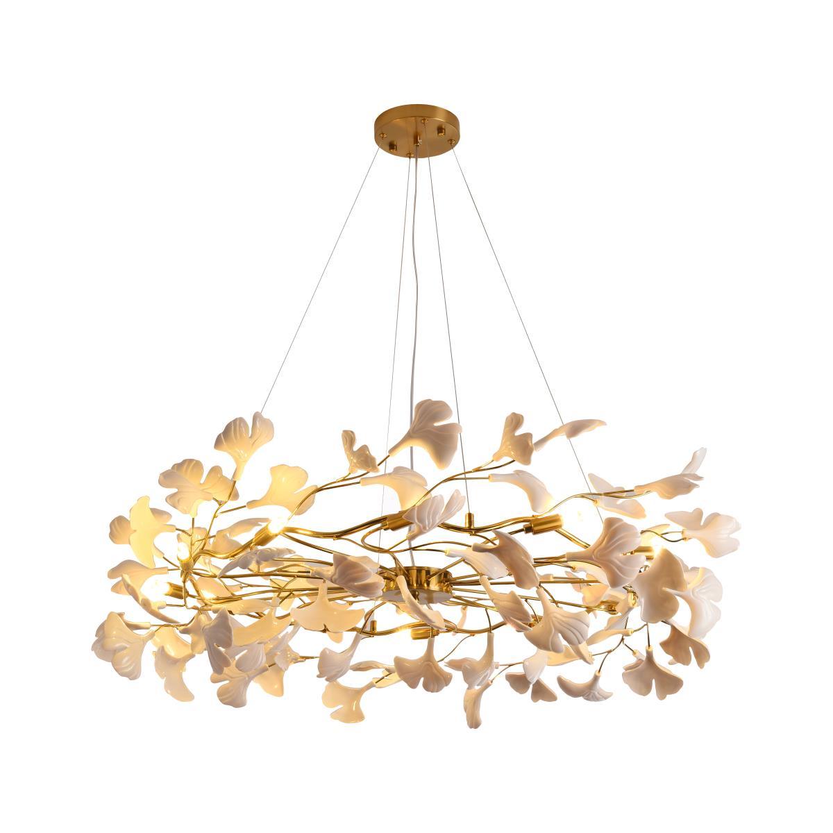 Aurora Chandelier Ginkgo Leaf Ceramic Sculptural - Blowlighting