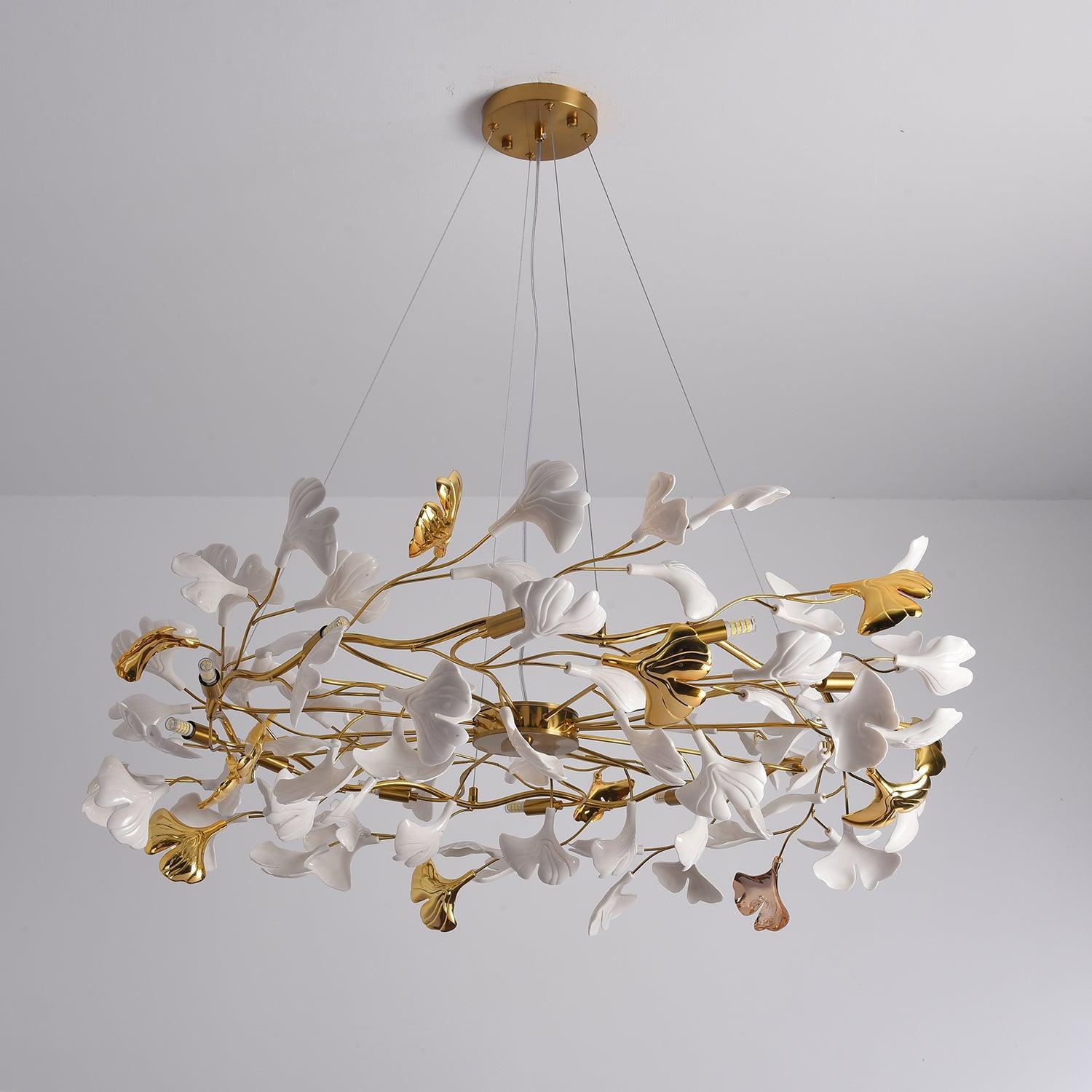 Aurora Chandelier Ginkgo Leaf Ceramic Sculptural - Blowlighting