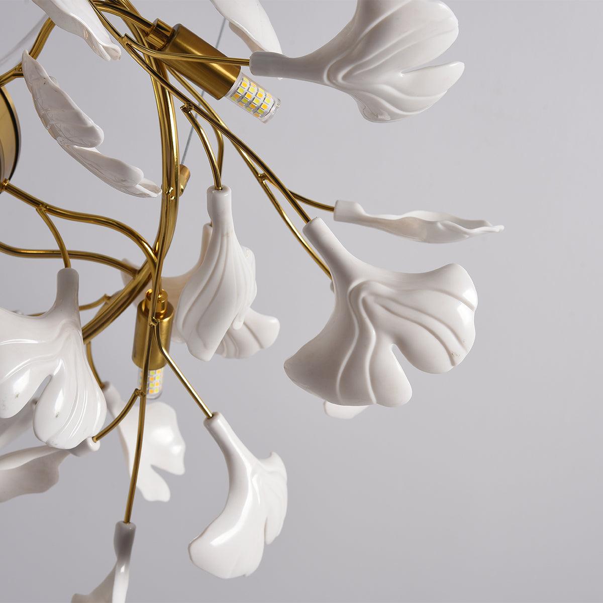 Aurora Chandelier Ginkgo Leaf Ceramic Sculptural - Blowlighting