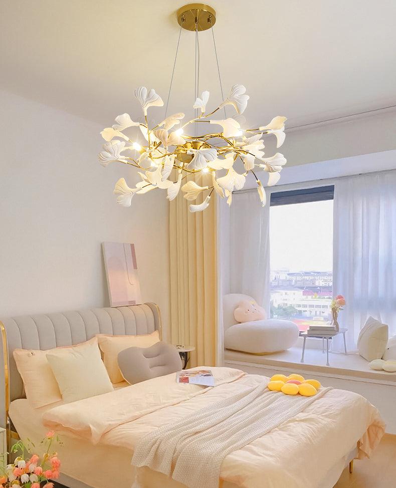 Aurora Chandelier Ginkgo Leaf Ceramic Sculptural - Blowlighting