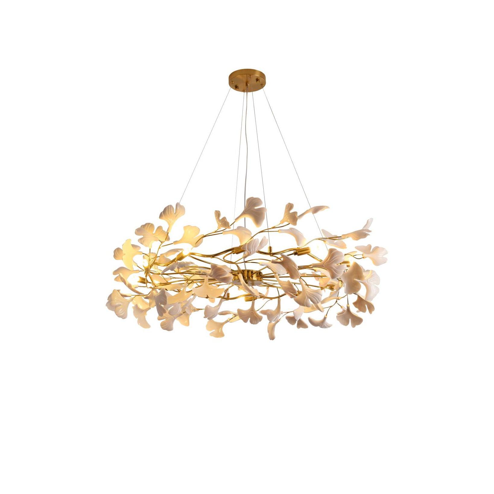 Aurora Chandelier Ginkgo Leaf Ceramic Sculptural - Blowlighting