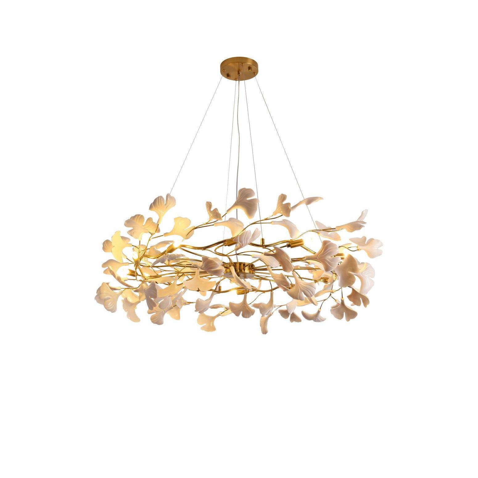 Aurora Chandelier Ginkgo Leaf Ceramic Sculptural - Blowlighting