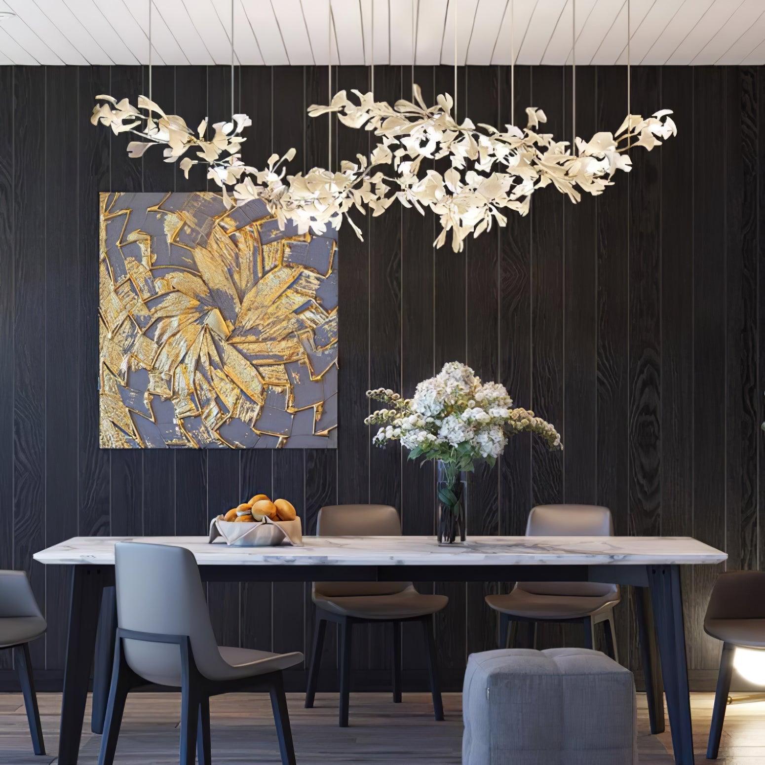 Elorus Double Layer Combination Gingko Chandelier - Blowlighting