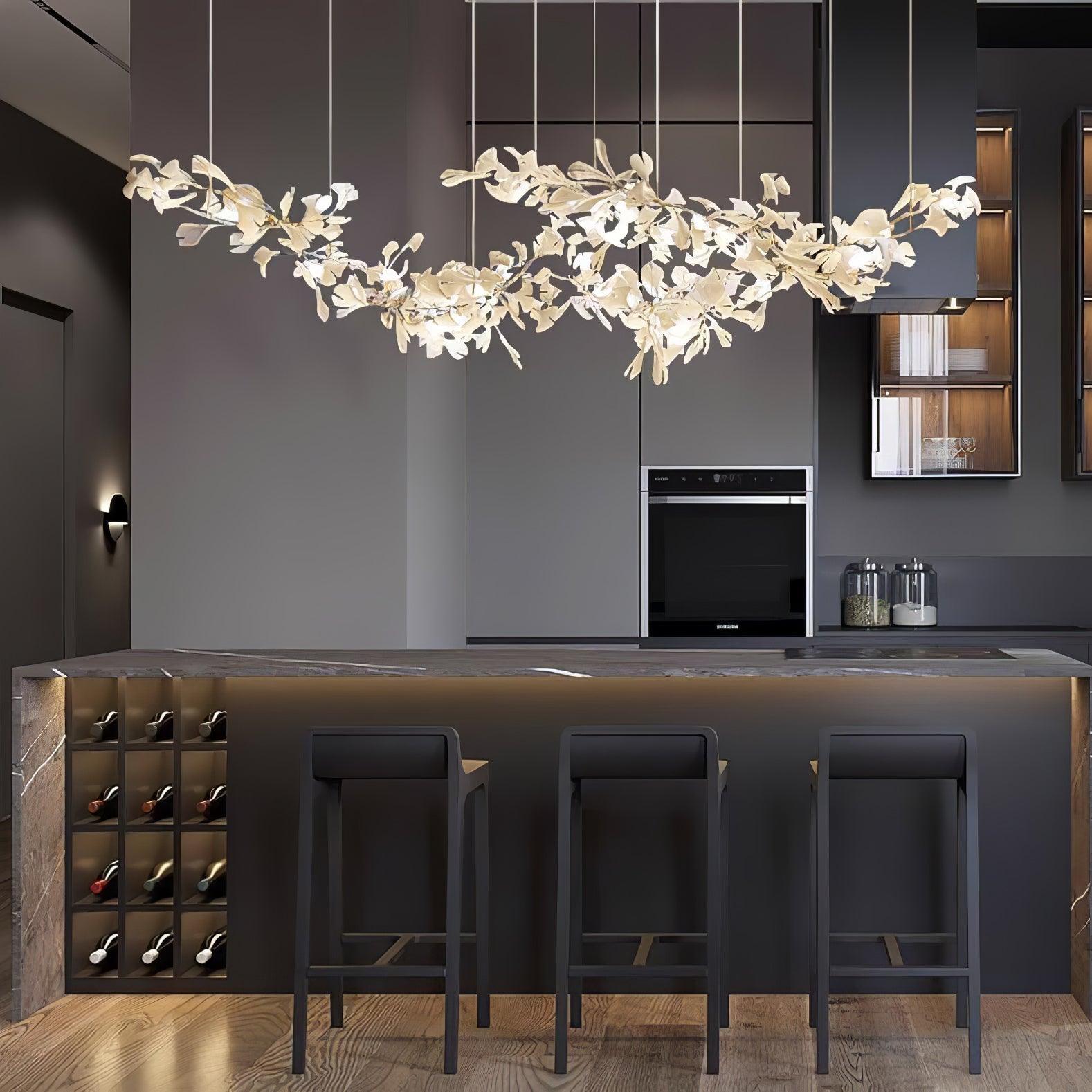 Elorus Double Layer Combination Gingko Chandelier - Blowlighting