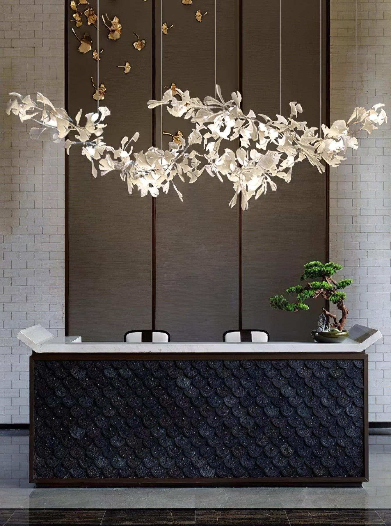 Elorus Double Layer Combination Gingko Chandelier - Blowlighting