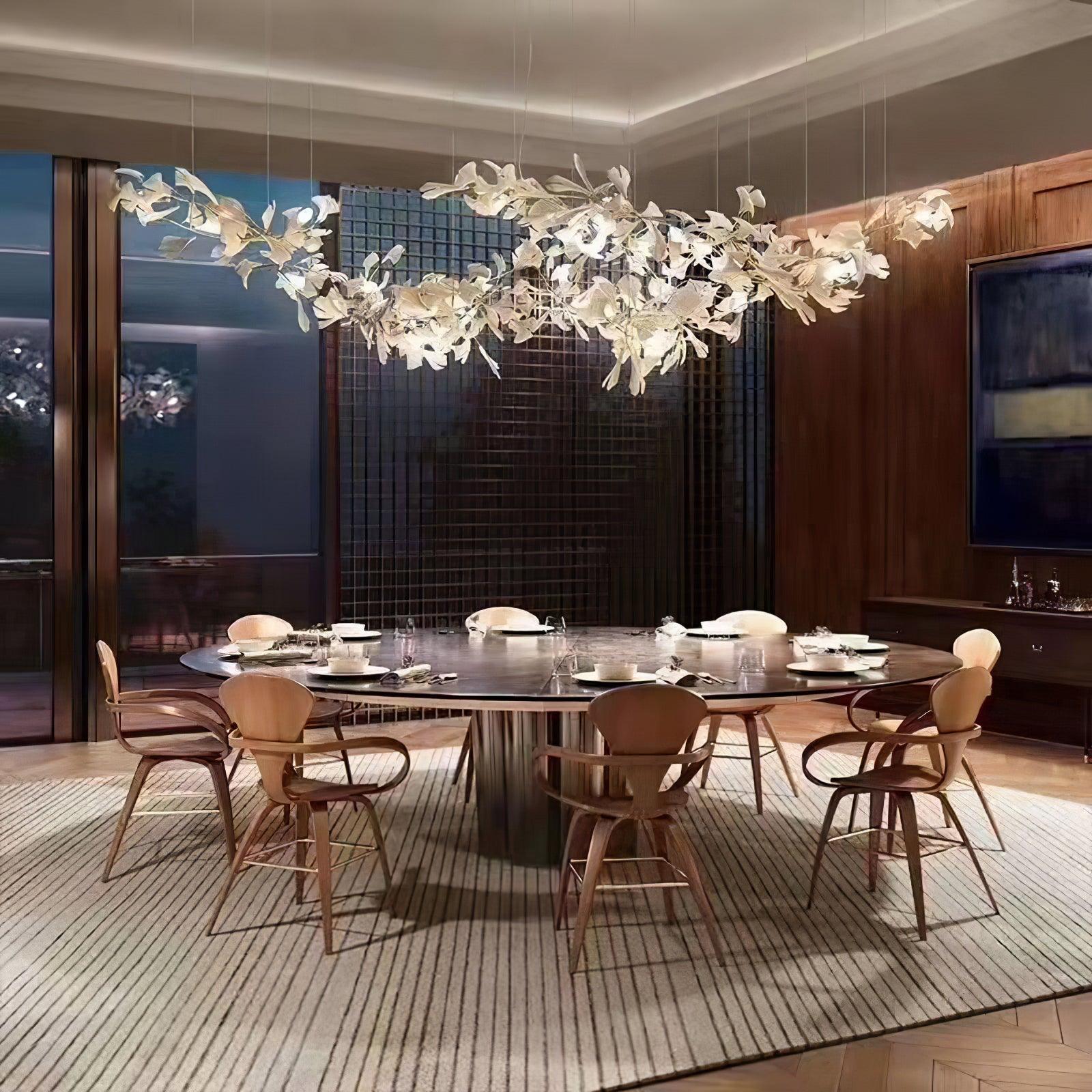 Elorus Double Layer Combination Gingko Chandelier - Blowlighting