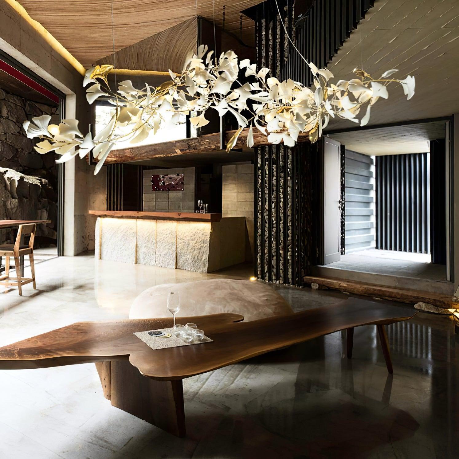 Elorus Double Layer Combination Gingko Chandelier - Blowlighting