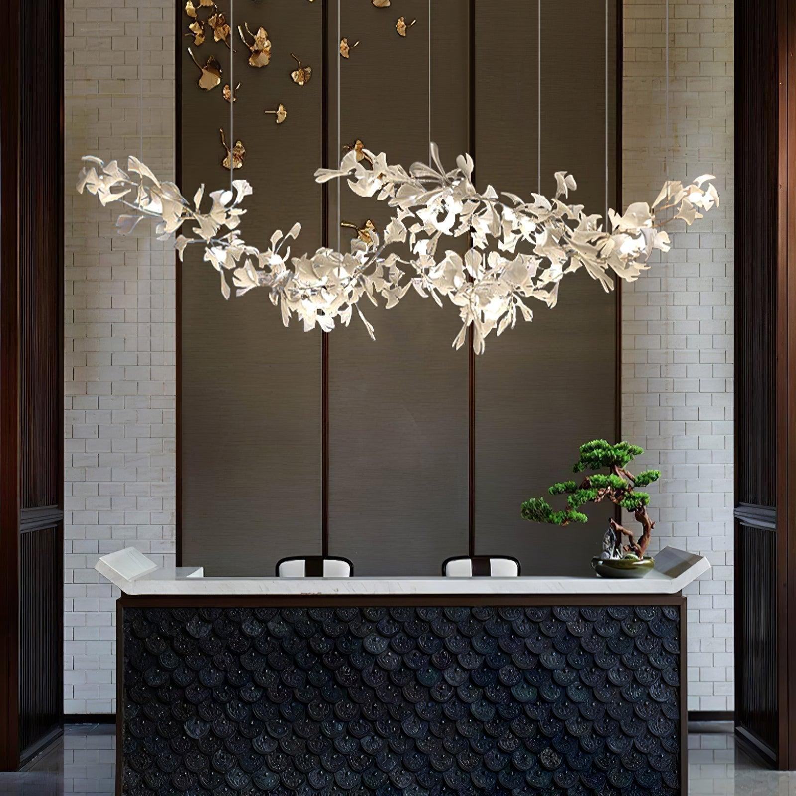 Elorus Double Layer Combination Gingko Chandelier - Blowlighting