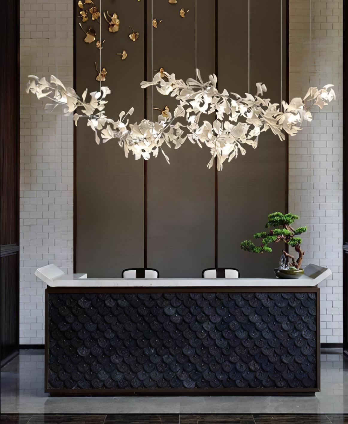 Elorus Double Layer Combination Gingko Chandelier - Blowlighting