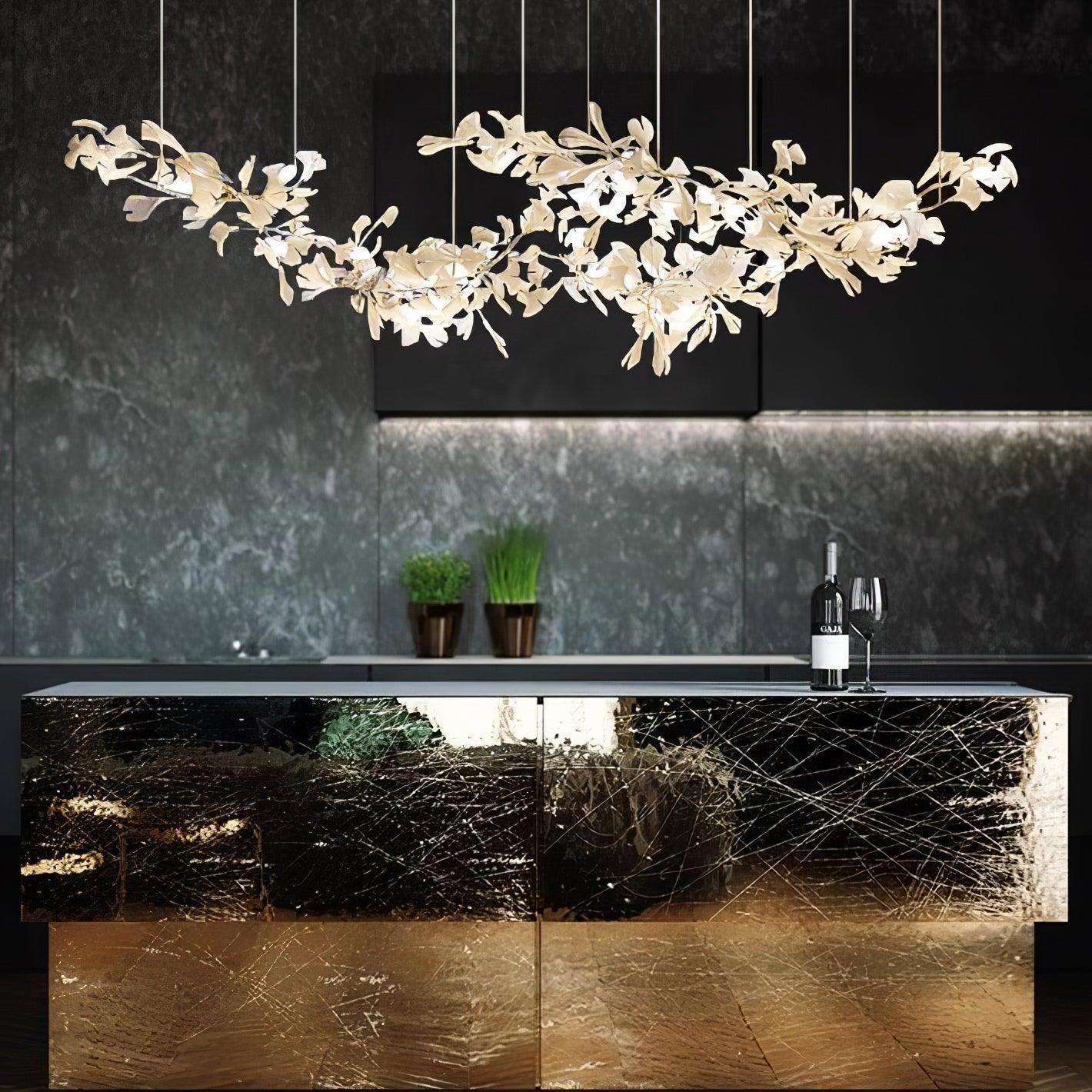 Elorus Double Layer Combination Gingko Chandelier - Blowlighting