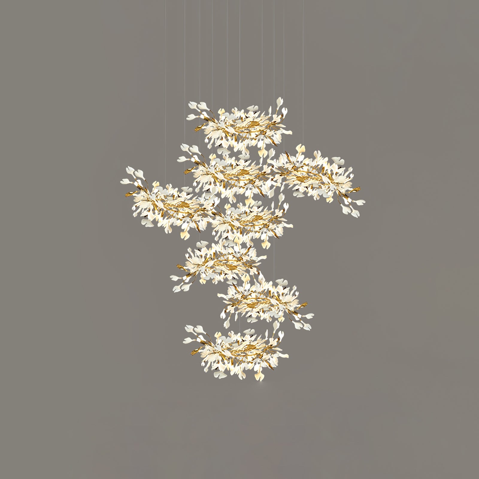 Eurzoris Gingko Metal Leaf Chandelier - Blowlighting