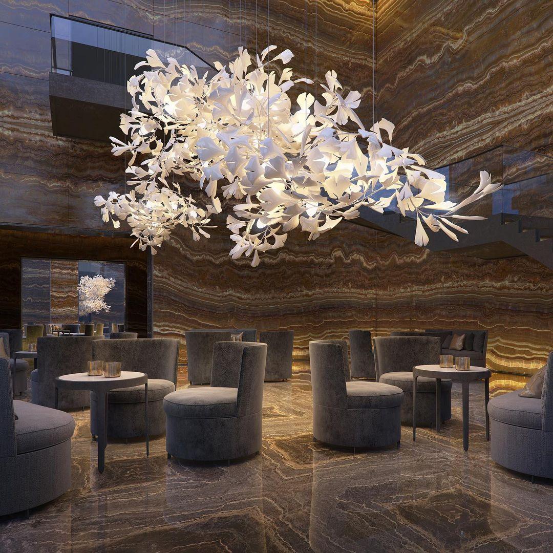 Gingko Chandelier C - Blowlighting