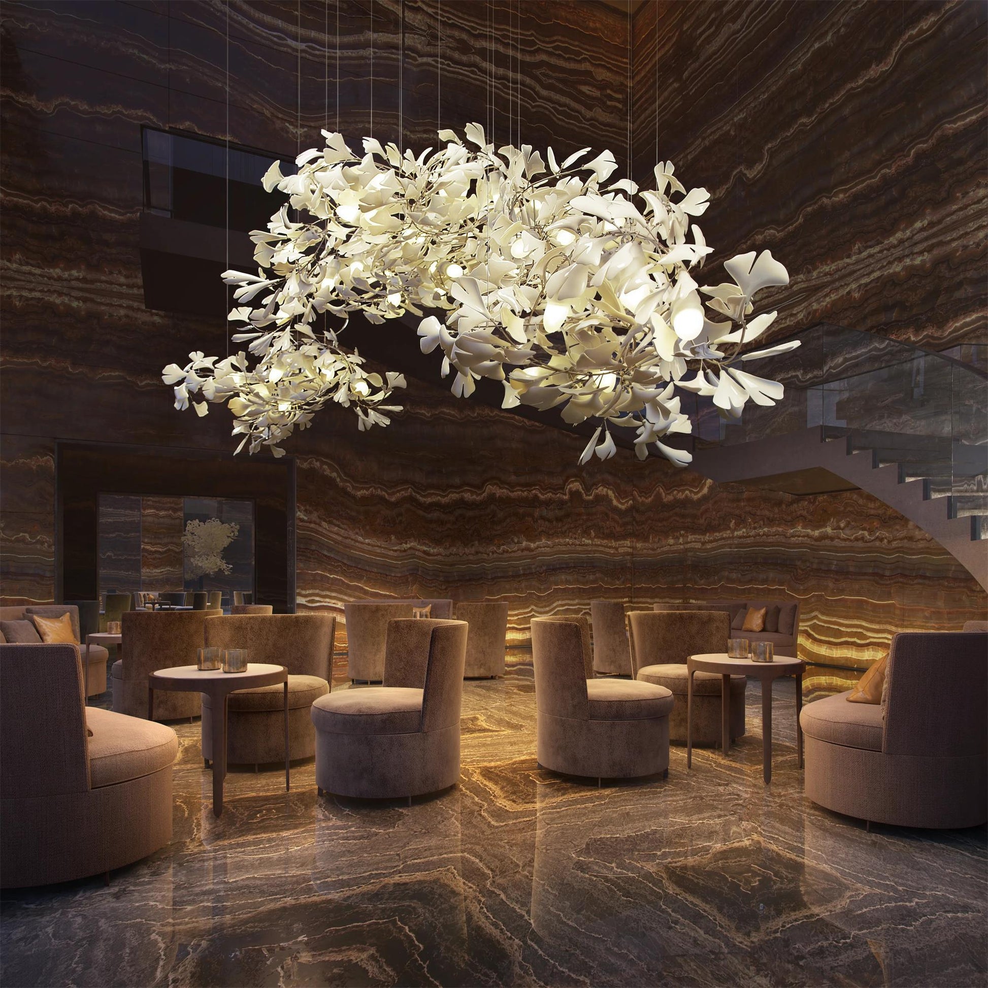 Gingko Chandelier C - Blowlighting