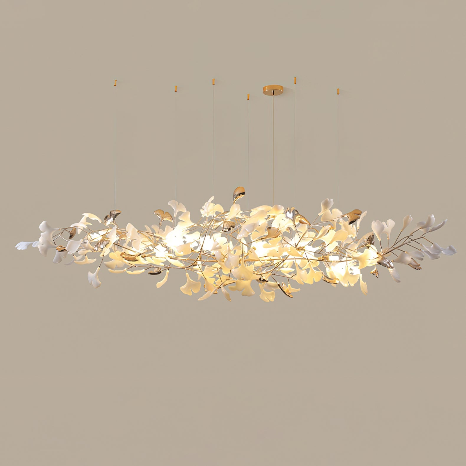 Unoryra Postmodern Luxury Ginkgo Cloud Ceramics Metal Chandelier - Blowlighting