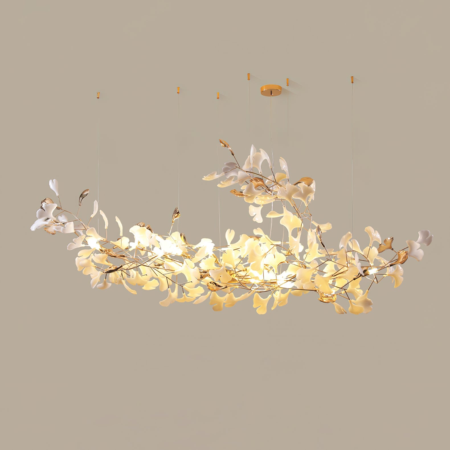 Unoryra Postmodern Luxury Ginkgo Cloud Ceramics Metal Chandelier - Blowlighting