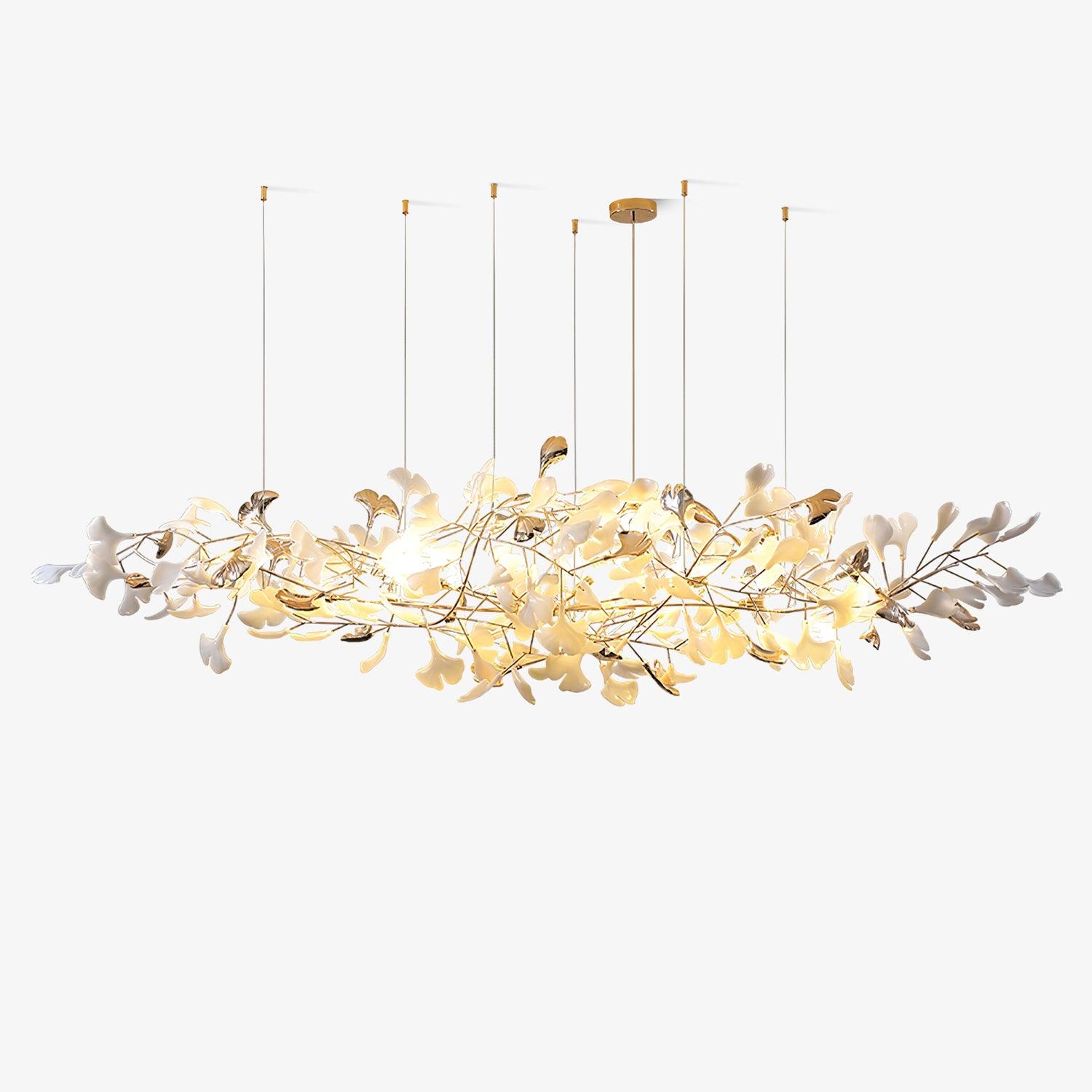 Unoryra Postmodern Luxury Ginkgo Cloud Ceramics Metal Chandelier - Blowlighting