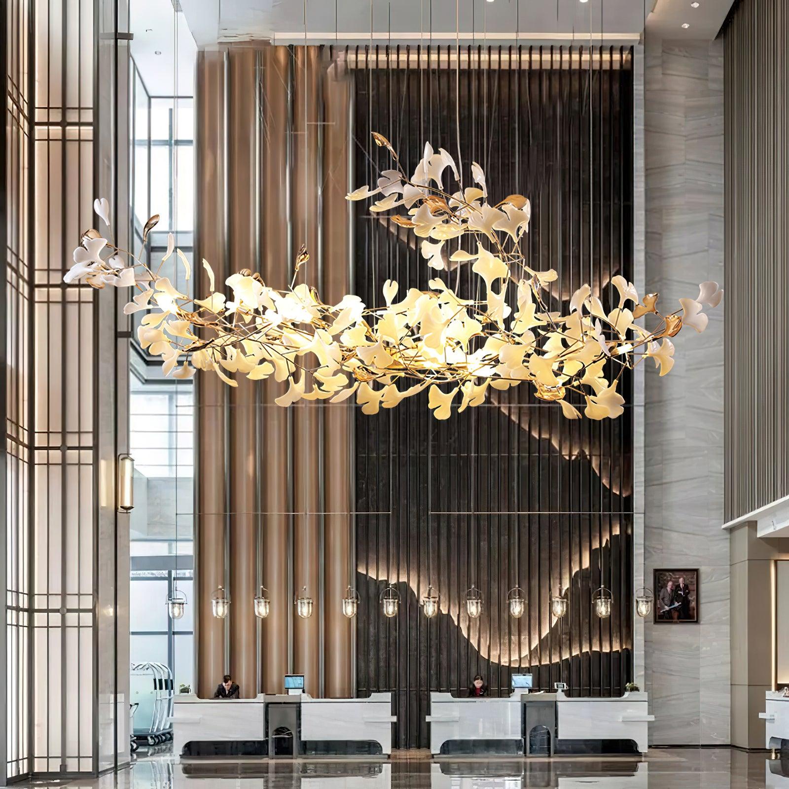 Unoryra Postmodern Luxury Ginkgo Cloud Ceramics Metal Chandelier - Blowlighting